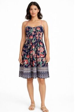 Band of Gypsies Boho Navy Floral Sundress Women’s Size S Pockets